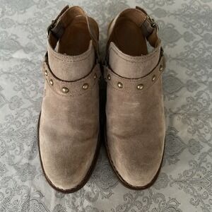 Born Womens Bagley Boots Mules 9 M Harness Studed Beige Leather Cowgirl Western